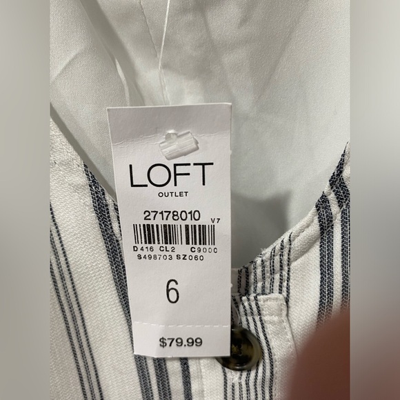 NWT Loft outlet women’s sleeveless dress, blue white stripe, coastal.  Size 6 - Picture 7 of 8